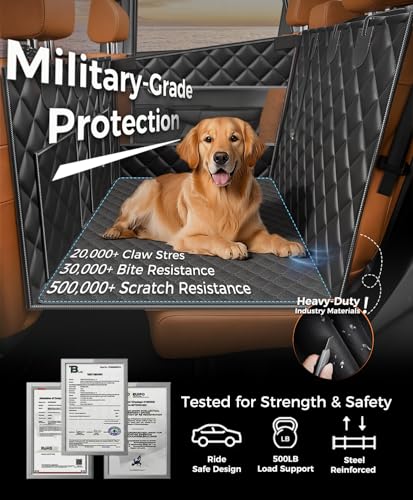 Doglike UNBREAK Large Dog Car Seat [Military-Grade Protection], 500LB Ultra-Support Back Seat Extender for Dogs Carseat Hard Bottom, Waterproof Pet Carseat Dog Hammock for Cars/SUV/Truck XL Size - size: XL Size