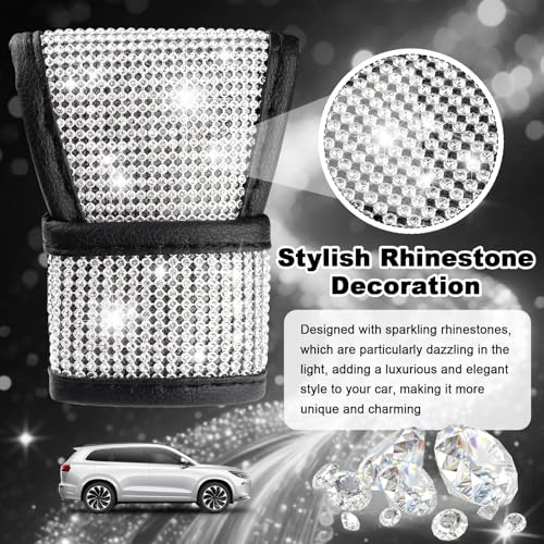 Bling Car Gear Shift Cover with Rhinestone,Stylish Crystal Gear Shift Knob Cover as Car Decorations,Universal Anti-Scratch Gears Shifter Covers Bling Cars Accessories for Women