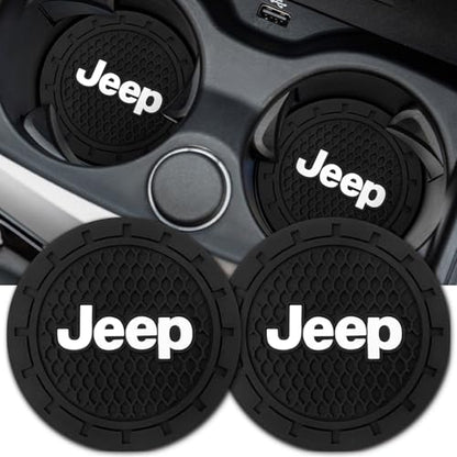Car Cup Holder Coaster for Jeep Series Recessed Silicone Cupholder Coaster Interior Accessories 2.75in 2Pieces Black - color: Black-a11
