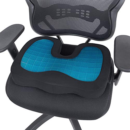 Motor Trend Cooling Car Seat Cushion with Memory Foam, Made with Orthopedic Gel for Maximum Coccyx Comfort & Back Pain Relief, Ideal Office Chair Cushion