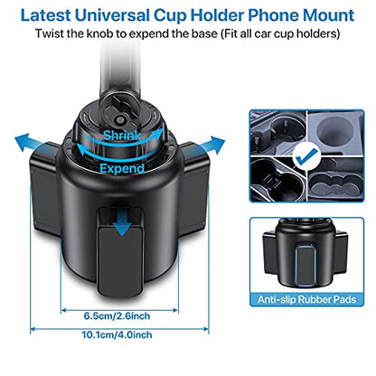 Miracase Cup Phone Holder for Car, [Upgraded Version] Adjustable Long Neck Car Cup Holder Phone Mount Cradle Friendly Compatible with iPhone Samsung Google and All Smartphones, Light Blue - color: Light Blue