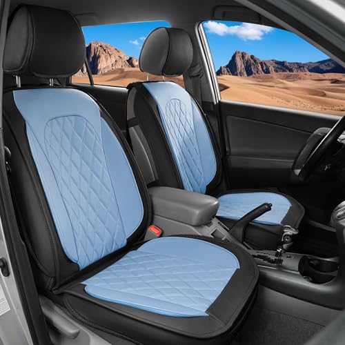 LINGVIDO Car Seat Covers Full Set (5 Seats) - Premium Perforated Nappa Leather, Waterproof Shield, Omni-Adapt Fit SUVs Sedans, Ultimate Family & Pet Protection - color: Black & Blue, size: Full Set (5 Seats)
