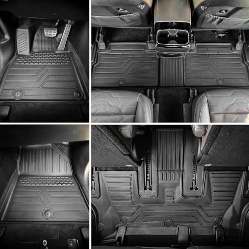 Floor Mats Compatible with 2020-2025 Kia Telluride 7&8 Seats (Not for 2027) Trunk Mat Cargo Mat Cargo Liner Back Seat Cover 2024 Telluride Accessories (Trunk Mat with Backrest Mat+Floor Mats) - color: Trunk Mat with Backrest Mat+Floor Mats