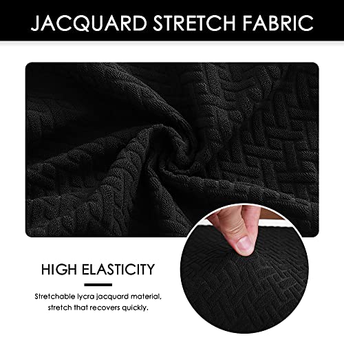 FORCHEER Dining Bench Cover Stretch Waterproof Black Dining Room Bench Table Seat Cover 54x18 Washable Non-Slip (Waterproof Jacquard Fabric-Black) - color: Waterproof Jacquard Fabric-black