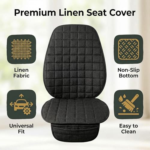 Linen Car Seat Covers, Bottom Seat Covers for Car,Car Seat Cushion,Car Seat Pad[Black] - color: Plaid Black