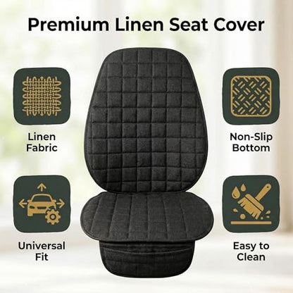 Linen Car Seat Covers, Bottom Seat Covers for Car,Car Seat Cushion,Car Seat Pad[Black] - color: Plaid Black