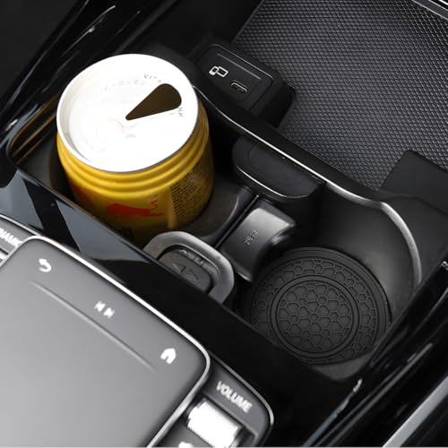 Car Cup Holder Coaster, 2PCS 2.75" Non-Slip Insert Insulated Vehicle Water Bottle Holder Pad, Waterproof Dustproof Embedded Automotive Console Drink Cup Mat, Universal Fit (Black) - color: Black