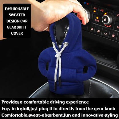 vvag Gear Shift Hoodie, Hoodie Car Gear Shift Cover, Car Shift Knob Hoodie, Automotive Interior Accessories, Universal Fit Knob Cover Gift (Blue) - color: Blue