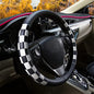 Lattice Leather Steering Wheel Cover, Black and White Checker Car Accessories, Non-Slip and Comfortable Unisex Universal Steering Wheel Cover 15 inch for Women Men (Black and White Checker)