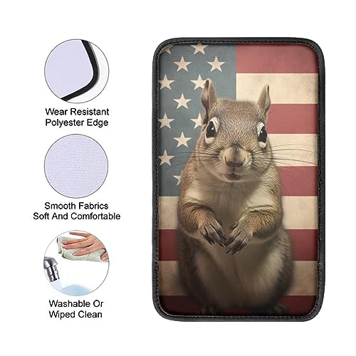 Car Center Console Pad, Universal Waterproof Car Armrest Seat Box Cover, Car Interior Accessories for Most Vehicle SUV Truck Vintage American Flag Mice Car Armrest Pad - color: vintage american flag mice