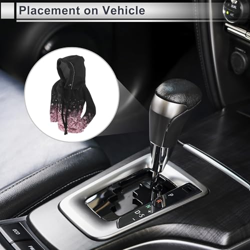 1 Pc Universal Gear Shift Knob Cover Automotive Manual Stick Shifting Handle Protector Flower Hoodie Style Black,Pink Polyester