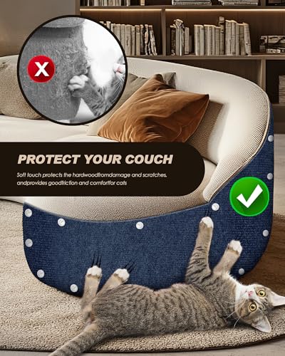 VIVOYAN 78.7"x15.8" Cat Scratch Mat,Trimmable Self-Adhesive Carpet,DIY Climb Cat Scratcher for Cat Couch Furniture or Wall Protector,Covering Cat Tower,and Replacement Pads (Dark Blue) - color: Dark Blue