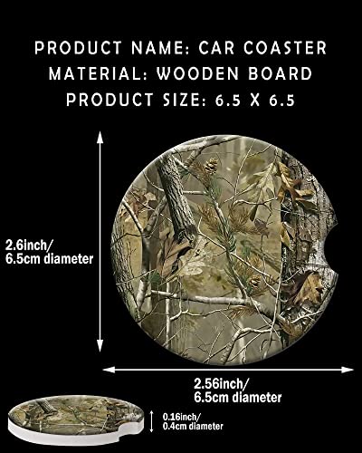 CLEVI 2 Pack Universal Ceramic Car Forest Camouflage,Camo Tree Ceramic Stone with A Finger Notch for Easy Removal of Car Cup Holder Coaster - color: Forest Camouflage