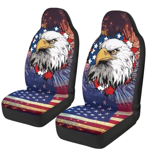 Eagle Flag Car Seat Covers Front Seats 2 Pack Patriotic Car Seat Covers Removable Automotive Accessories Auto Interior Accessories for Most Cars,SUVs,Sedans - color: Eagle Flag