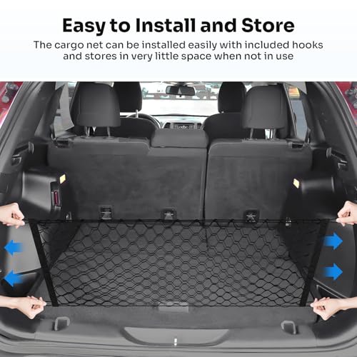 Canvcle Trunk Cargo Net for 2014-2023 Jeep Cherokee Accessories Envelope Style Mesh Trunk Net Organizer and Storage Stretchable Adjustable Elastic Nylon Rear Cargo Netting with Hooks - style: for Jeep Cherokee