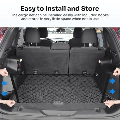 Canvcle Trunk Cargo Net for 2014-2023 Jeep Cherokee Accessories Envelope Style Mesh Trunk Net Organizer and Storage Stretchable Adjustable Elastic Nylon Rear Cargo Netting with Hooks - style: for Jeep Cherokee
