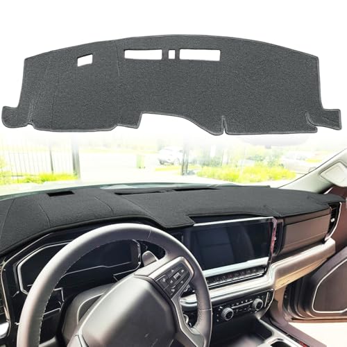 Yiz Dash Cover Mat Custom Fit for Chevy Chevrolet Silverado/GMC Sierra 1500 2500HD 3500HD with Forward Collision Alert with Light Sensor Dashboard Cap Pad Carpet Protector J310 (Dark Gray) - color: J310 Dark Gray