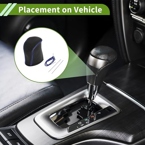 Gear Shift Knob Cover for Lexus NX300 2014-2021 Anti-Slip Pebbled Black Blue Stick Shifting Handle Protector Faux Leather 1 Pc