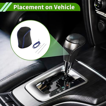Gear Shift Knob Cover for Lexus NX300 2014-2021 Anti-Slip Pebbled Black Blue Stick Shifting Handle Protector Faux Leather 1 Pc