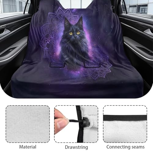 Boho Mandala Cat Galaxy Print Car Seat Covers for Back Seat Cover, Waterproof Rear Bench Towel Seat Covers Heavy Duty Non Slip Back Seat Cover for Dogs - color: Boho Mandala Cat Galaxy