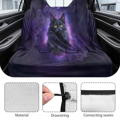 Boho Mandala Cat Galaxy Print Car Seat Covers for Back Seat Cover, Waterproof Rear Bench Towel Seat Covers Heavy Duty Non Slip Back Seat Cover for Dogs - color: Boho Mandala Cat Galaxy
