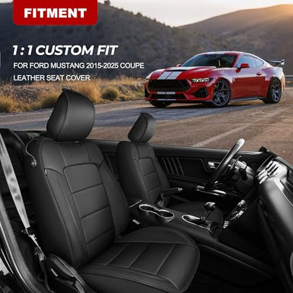 TTX LIGHTING Car Seat Covers for Ford Mustang 2015-2025 Seat Covers Waterproof Full Seat Covers Breathable Faux Leather Custom Fit Car Protector Cushion Ford Mustang Accessories - size: 18.Mustang 2015-2025 Only 2PCS Front