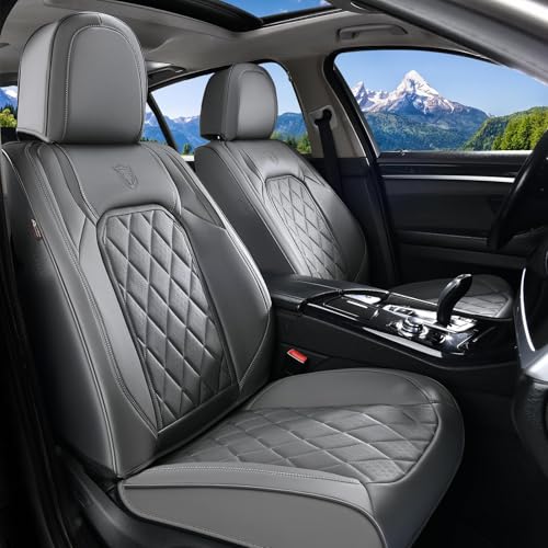 Coverado Car Seat Covers, Front Seat Cover, 2 Pack Luxury Faux Leather Seat Covers for Cars, Waterproof Car Seat Protector, Gray Car Seat Cover, Universal Car Seat Protectors Fit for Most Cars - color: A-Gray, size: Front