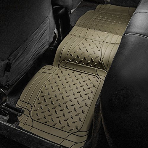 FH Group F11322 Classic Rubber Trimmable Floor Mats (Beige) Full Set - Universal Fit for Cars Trucks and SUVs