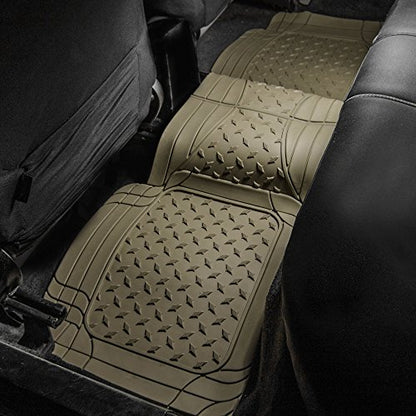 FH Group F11322 Classic Rubber Trimmable Floor Mats (Beige) Full Set - Universal Fit for Cars Trucks and SUVs