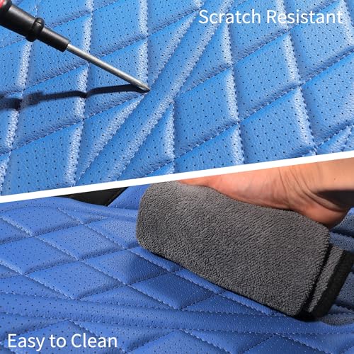 Car Seat Cover Custom Fit for Dodge Ram 1500 2500 3500 2009-2026 Faux Leather Seat Cover Set Compatible with Crew Quad Regular Cab Pickup Truck Cushions (Black & Blue, Full Set, Flat Rear) - color: Black & Blue, size: Full Set (Flat Rear)