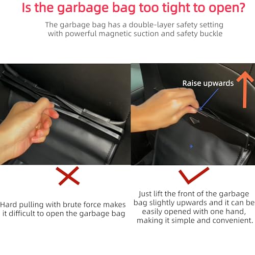 Car Leather Trash Bag Smart LED Waterproof Organizer Storage Garbage Can (Black)
