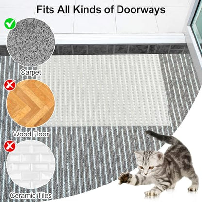 Carpet Protector for Pets 14.4in*5.2FT Cat Scratch Carpet Protector Mat for Doorway Clear Plastic Runners with Spikes to Protect Under Door Carpet Rug Anti Cat Scratch Carpet Stopper Easy to Cut - size: 14.4in*5.2FT