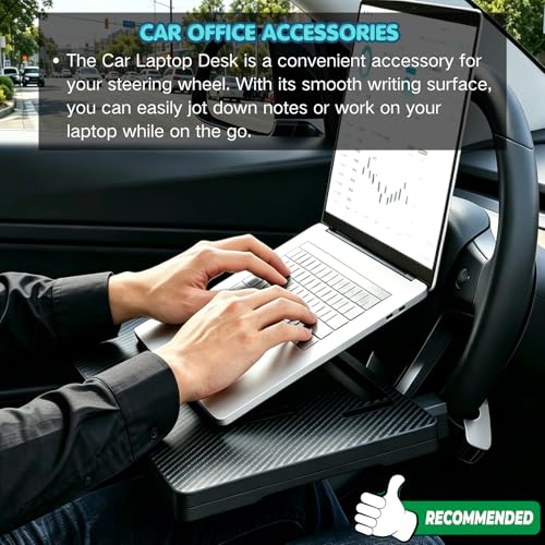 Carbon Fiber 2-in-1 Steering Wheel Tray Table & Car Seat Gap Filler Organizer | Foldable Adjustable Desk for Laptop, Eating & Work | Universal Car Office Accessories for Drivers, Women & Men