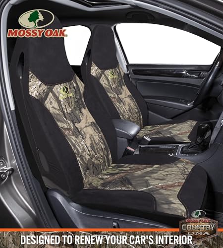 Mossy Oak High Back Camo Seat Covers, Airbag Compatible, Large Size to Fit Truck Seats - Made with Cotton & Suede Fabric - Official Licensed Product - size: Cotton & Suede Camo High Back Front Truck