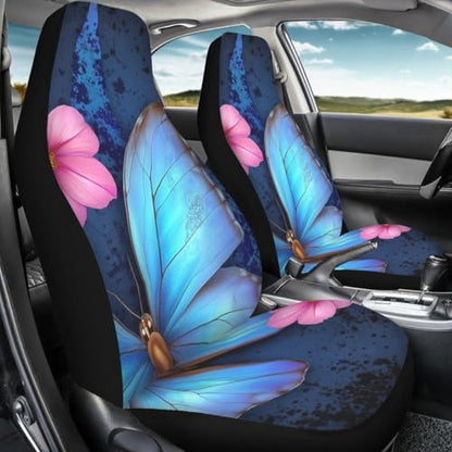 Pehede Car Seat Cover Blue Glowing Butterfly Front for Cars, Easy to Install Cover Set, Accessories Auto Trucks Van SUV,2 Packs - color: Multi04