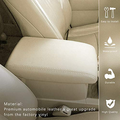 A ABIGAIL Center Console Armrest Cover Replacement for 2009 2010 2011 2012 2013 2014 2015 Honda Pilot Auto Leather Suture Console Lid Cover Replacement (Beige) - color: Beige, size: Front & Center