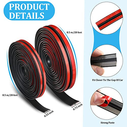 Frienda 56 Feet Car Windshield Rubber Seal Sunroof Cover Windshield Seal Strip T Shape Automotive Weather Stripping 14mm 19mm Cuttable Adhesive for Car Front Rear, Doors Windows