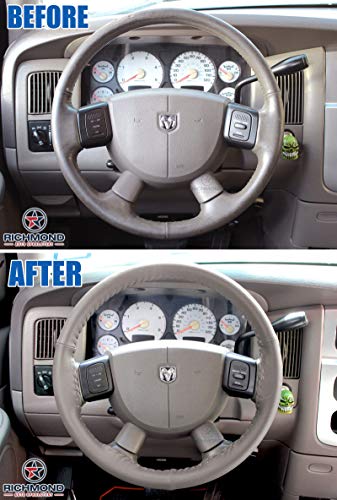Richmond Auto Upholstery - Leather Steering Wheel Cover Compatible with 2008 Dodge Ram ST Work Truck 1500 2500 3500, Dark Khaki