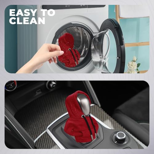 Gear Shift Hoodie, Gear Shift Cover, Fashionable Hoodie Automotive Gear Shift Knob Protector, Car Accessories Mini Sweater Gear Shift Knob Cover for Car Gear Shift Levers (Red-2PCS) - color: Red-2PCS