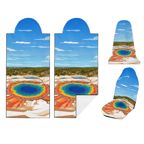 2 Pack Car Seat Towel Covers, Sweat Protector for Front Seats, Premium Thickened Microfiber with Elastic Strap, Breathable Quick Dry, Machine Washable Cover for Gym Running Universal Fit National Park - color: National Park