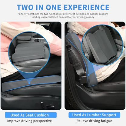 Nilight Car Seat Cushion Grey Leather Breathable Mesh Splicing Cushion Memory Foam Suitable for Daily Life Driving Relieves Sciatica and Tialbone Pain Improves Drive Visibility - color: Grey Leather