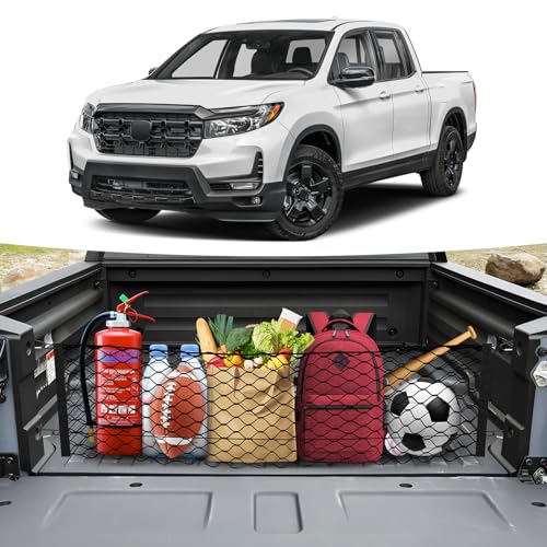 Canvcle Trunk Cargo Net for 2017-2026 Honda Ridgeline Accessories Envelope Style Mesh Trunk Net Organizer and Storage Stretchable Adjustable Elastic Nylon Rear Cargo Netting with Hooks - style: for Honda Ridgeline