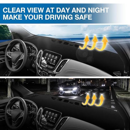 KUST Black Dash Cover for 2018-2023 2024 Chevrolet Equinox (Without HUD) (L, LS, LT, Premier) Non-Slip Dashboard Cover Polyester Dashboard Cover Accessories for Equinox Custom Fit Dash Mat No Glare - size: 55.12"×18.5"(Chevrolet Equinox 18-24)
