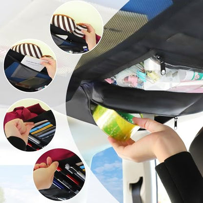 Car Ceiling Cargo Net,Double-Layer Mesh Car Roof Storage Organizer,Strengthen Load-Bearing Mesh Net Storage Pocket,Camping Road Trip Essentials Truck SUV Organizer Accessories