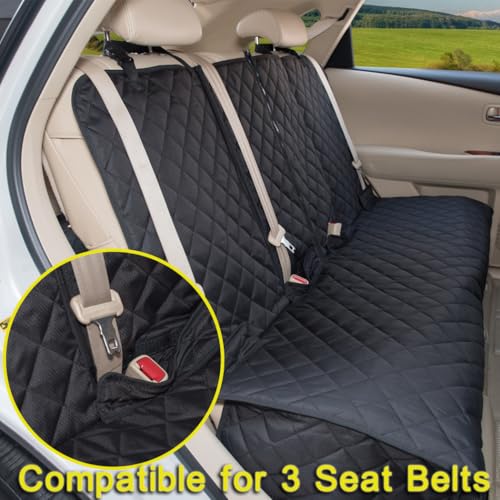 Dog Car Seat Cover, Deluxe Waterproof Pet Back Carseat Protector for Cars, SUVs, Trucks, Nonslip and Easy Cleanup Backseat Pet Cover for Automotive Rear Bench (Black) - color: BLACK