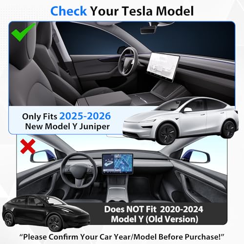 Dashboard Cover for 2025 2026 New Tesla Model Y Juniper Accessories, Anti Glare Suede Dash Mat for Sun Protection & Heat Reduction, No Glare Dashboard Pad Fit for Model Y Juniper Accessories (Black)