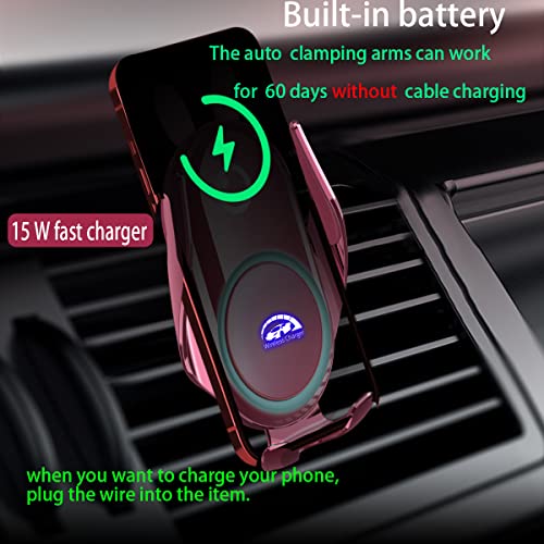 Wireless Car Charger Mount, Auto-Clamping,15W Dashboard Vent, Pink Cute Car Phone Holder Women for iPhone Samsung Andriod Phone - color: Pink