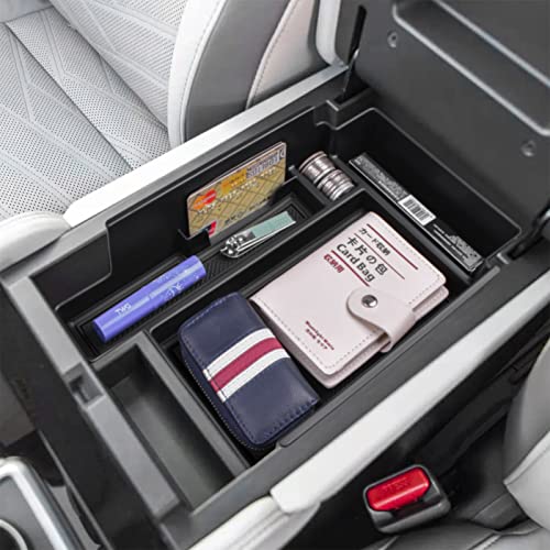 Center Console Organizer Tray Compatible with Nissan Pathfinder Accessories 2022 2023 2024 2025 2026 R53 Interior Secondary Armrest Storage Glove Box Divider ABS Material, Black Trim