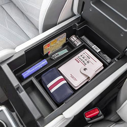 Center Console Organizer Tray Compatible with Nissan Pathfinder Accessories 2022 2023 2024 2025 2026 R53 Interior Secondary Armrest Storage Glove Box Divider ABS Material, Black Trim