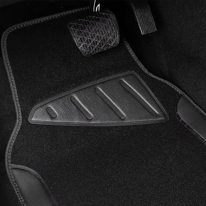 CAR PASS Microfiber Leather Steering Wheel Cover and Waterproof Car Floor Mats,Universal Car Combo Fit for 95% Sedan,SUV,Cars,14.5-15inch Anti-Slip Safety Comfortable Faux Leather Design(Solid Black) - color: All Black